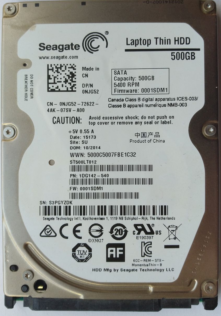 HDD SATA/300 2.5" 500GB / Seagate Laptop Thin (ST500LT012)